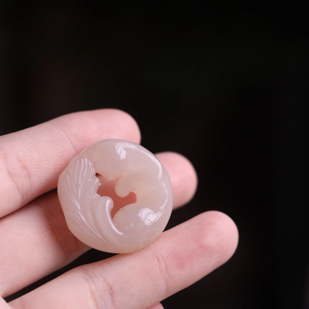 【凤九】纯天然和田玉凤九吊坠 藕粉凤九吊坠C0542 颜色多样性