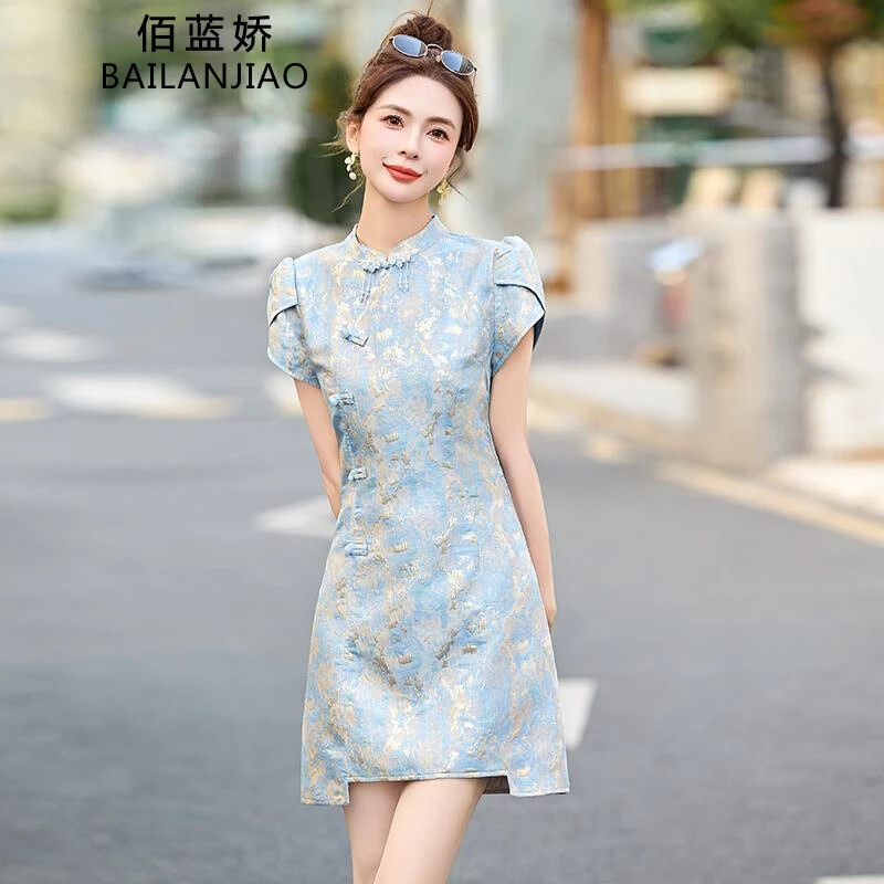 新中式国风连衣裙女装2025夏季新款轻奢高级感小个子改良旗袍裙子