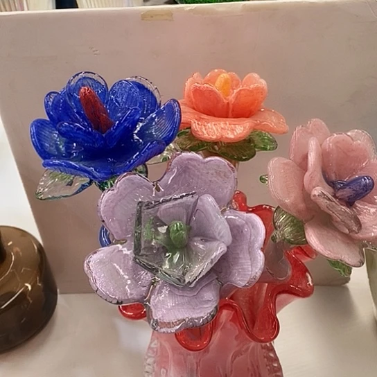 琉璃高度45厘米琉璃夜光牡丹花