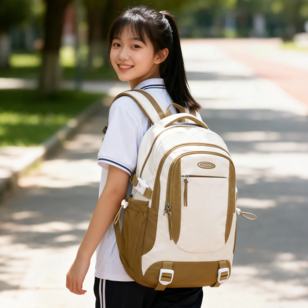 Edison爱迪生初中生书包大容量减负护脊双肩包休闲背包高中生