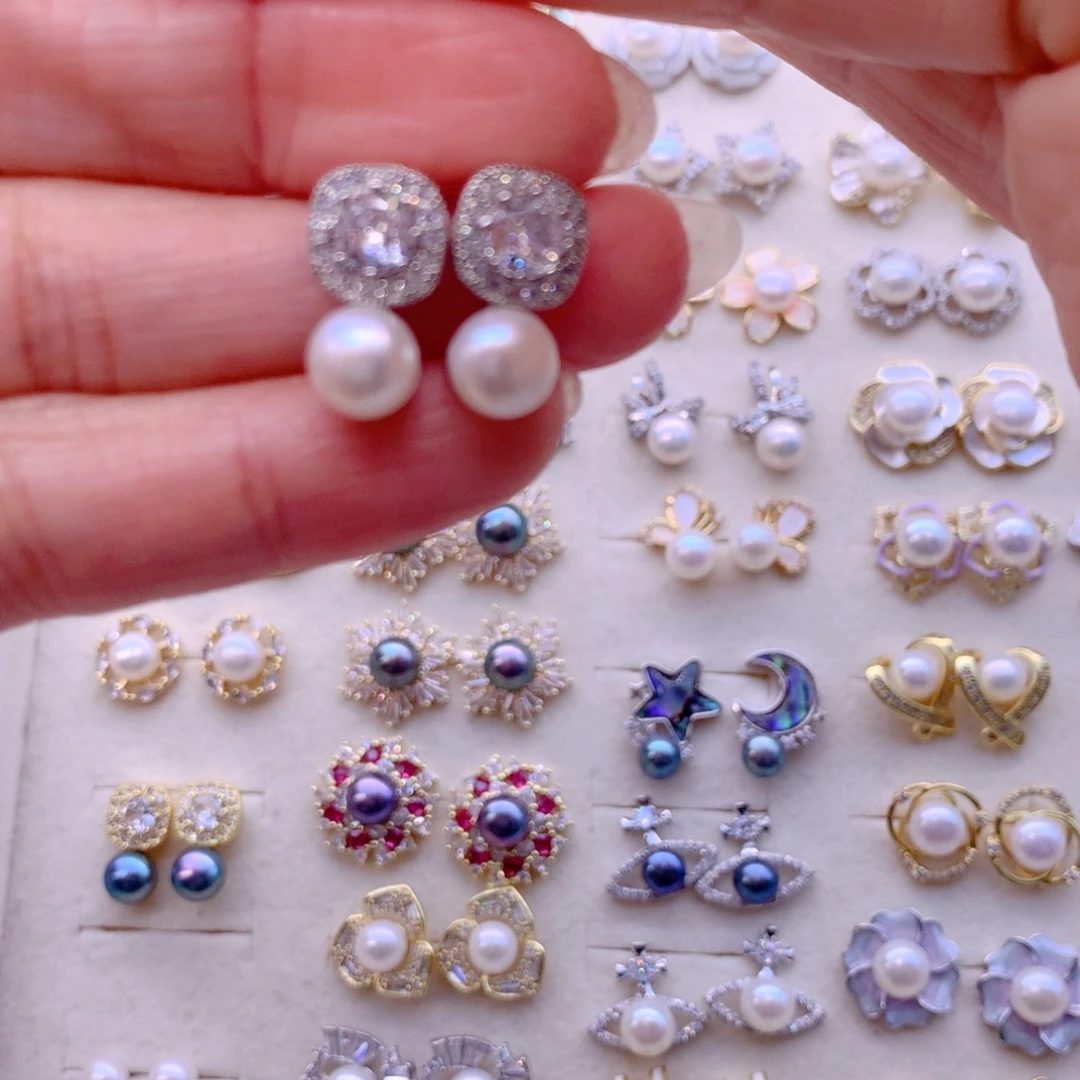 淡水珍珠合金耳饰