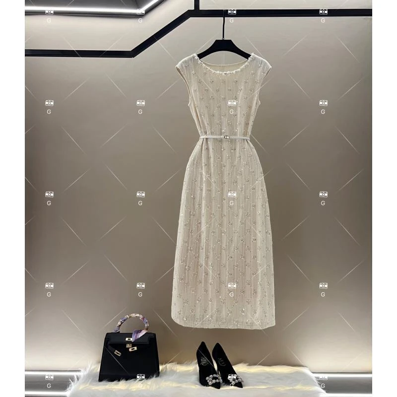 【玲】夏季新款复古时尚百搭印花无袖连衣裙 H-1163