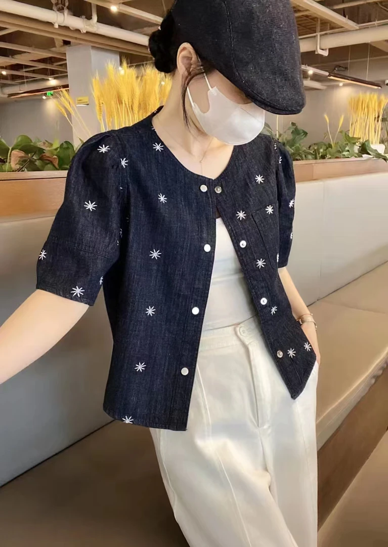 邹先森9660-30夏季新款绣花小众高级感女装牛仔外套