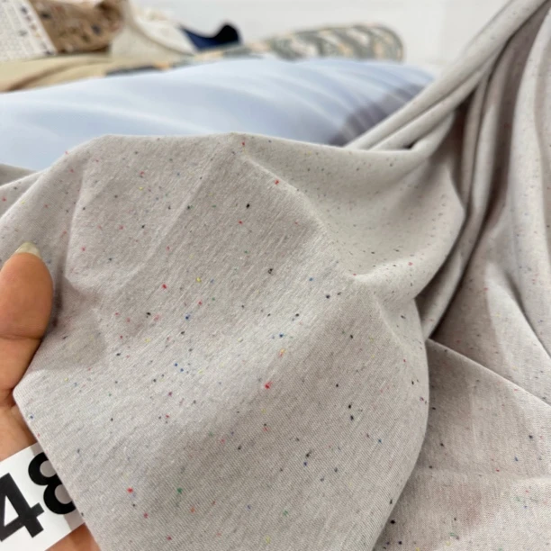 48 纯植物七彩色织彩点针织汗布T恤面料3米价 柔软透气不扎