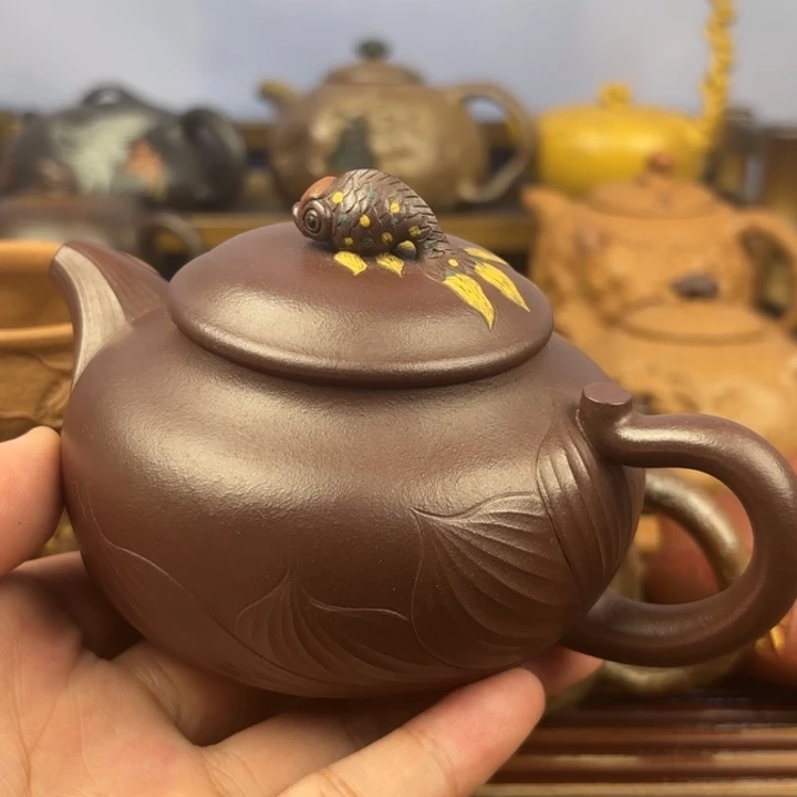 茶壶紫砂金玉满堂原矿老紫泥220c