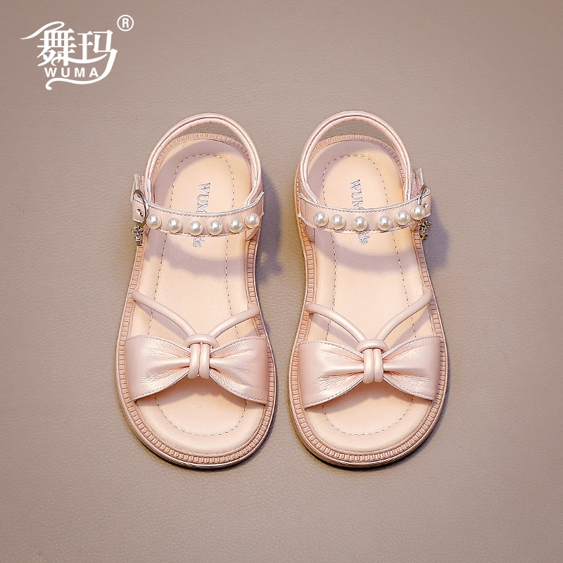 舞玛儿童凉鞋鞋子2025新款夏季珍珠中大童软底防滑公主鞋528276