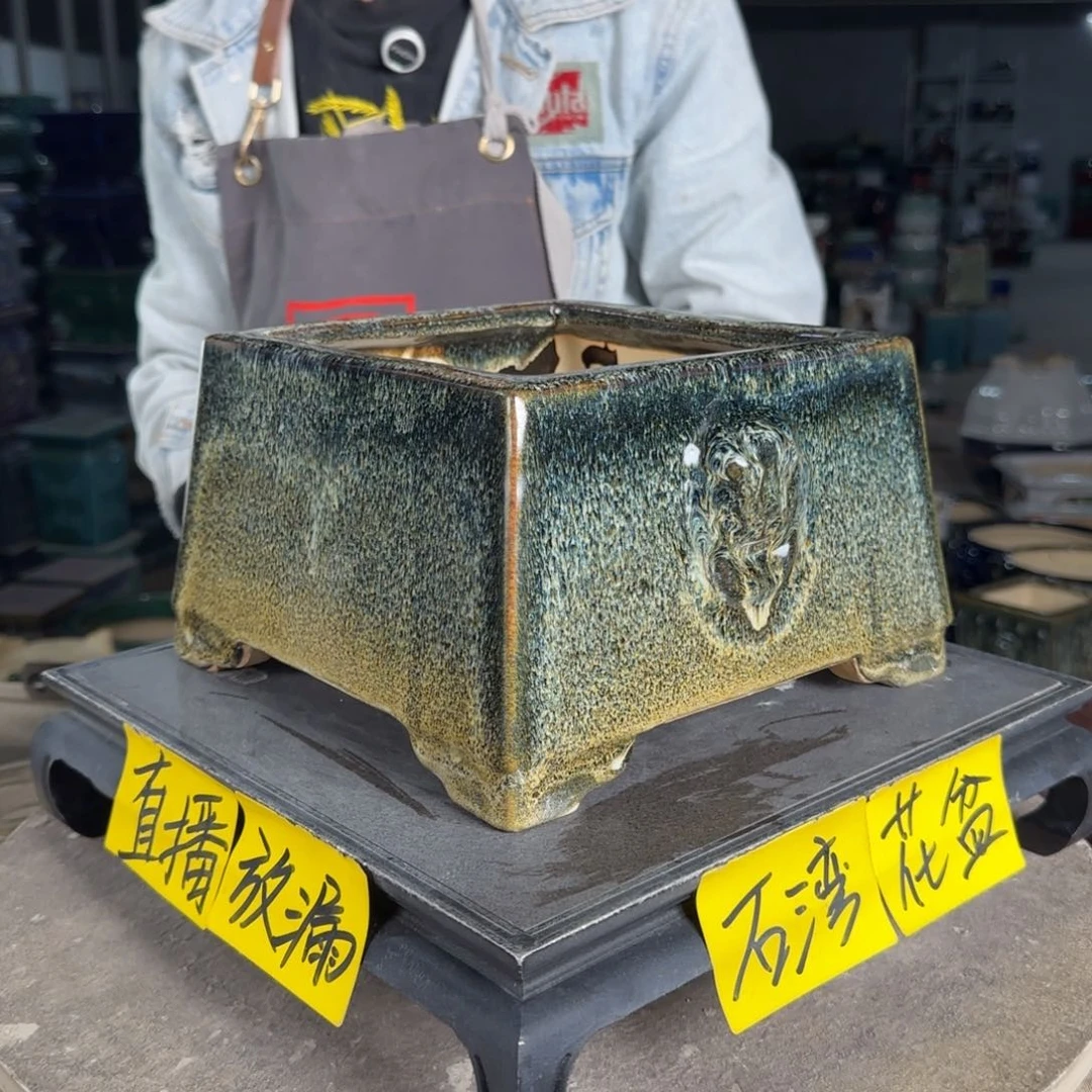 一风堂石湾花盆内口16，内深11盆口收缩