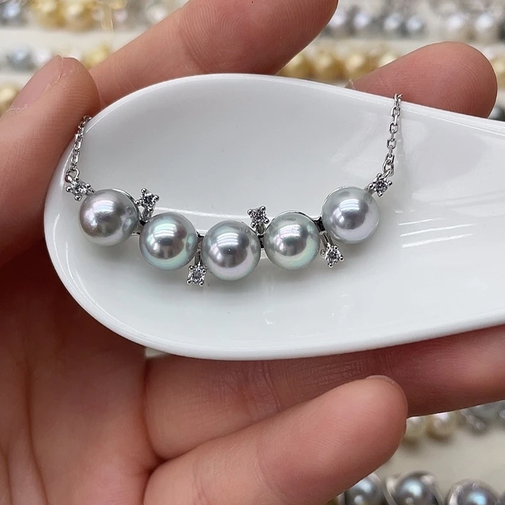 海水珍珠银S925镶嵌项链