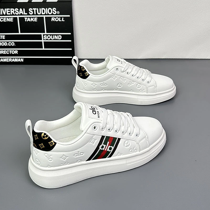 印花男士低帮小白鞋春秋季新款韩版松糕底系带轻便休闲鞋百搭板鞋