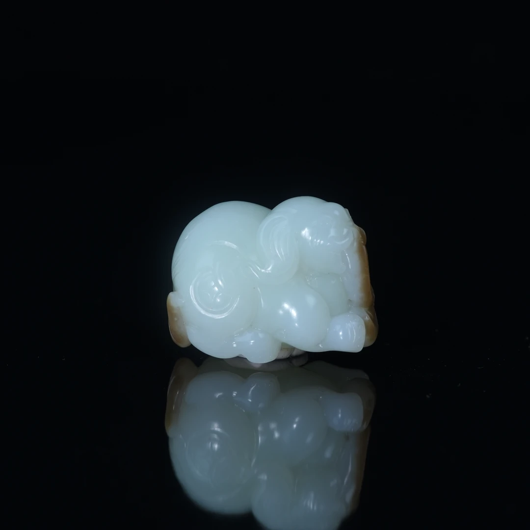 Lot22.和田玉大象吉祥手把件/47885/拍宝
