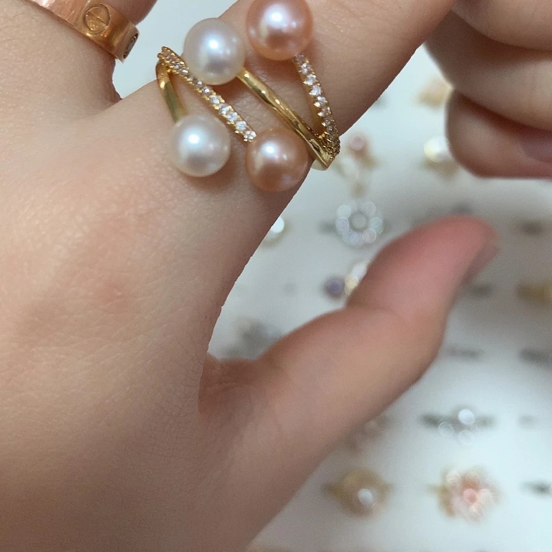 淡水珍珠戒指合金郁**芊