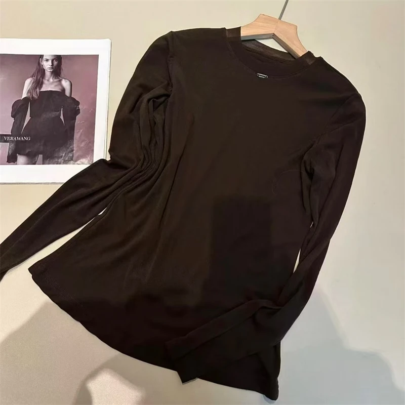 《姚家优麦汇》Y6755秋款圆领设计感时尚百搭长袖显瘦上衣款女打底
