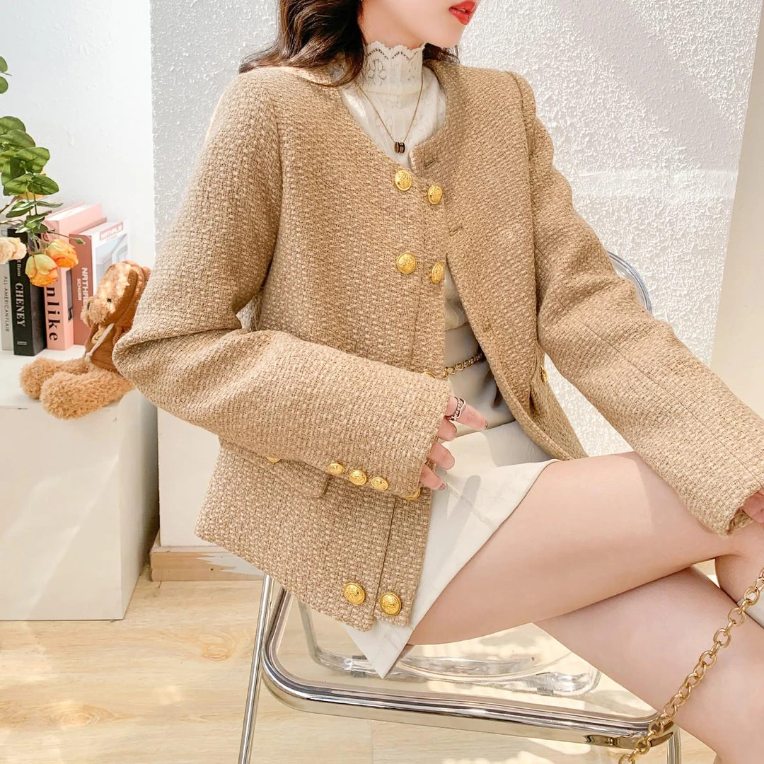 A139 女士圆领小香风外套