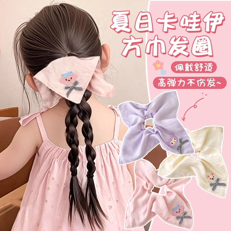 【儿童】立体卡通方巾大肠发圈女童2025扎马尾发绳女公主丸子头头饰
