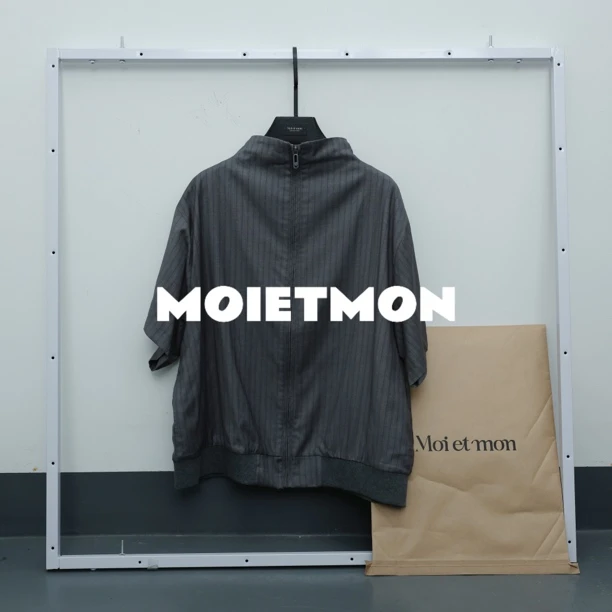 【Moi et mon】春季新款小众时尚休闲百搭条纹外套宽松洋气短袖外套