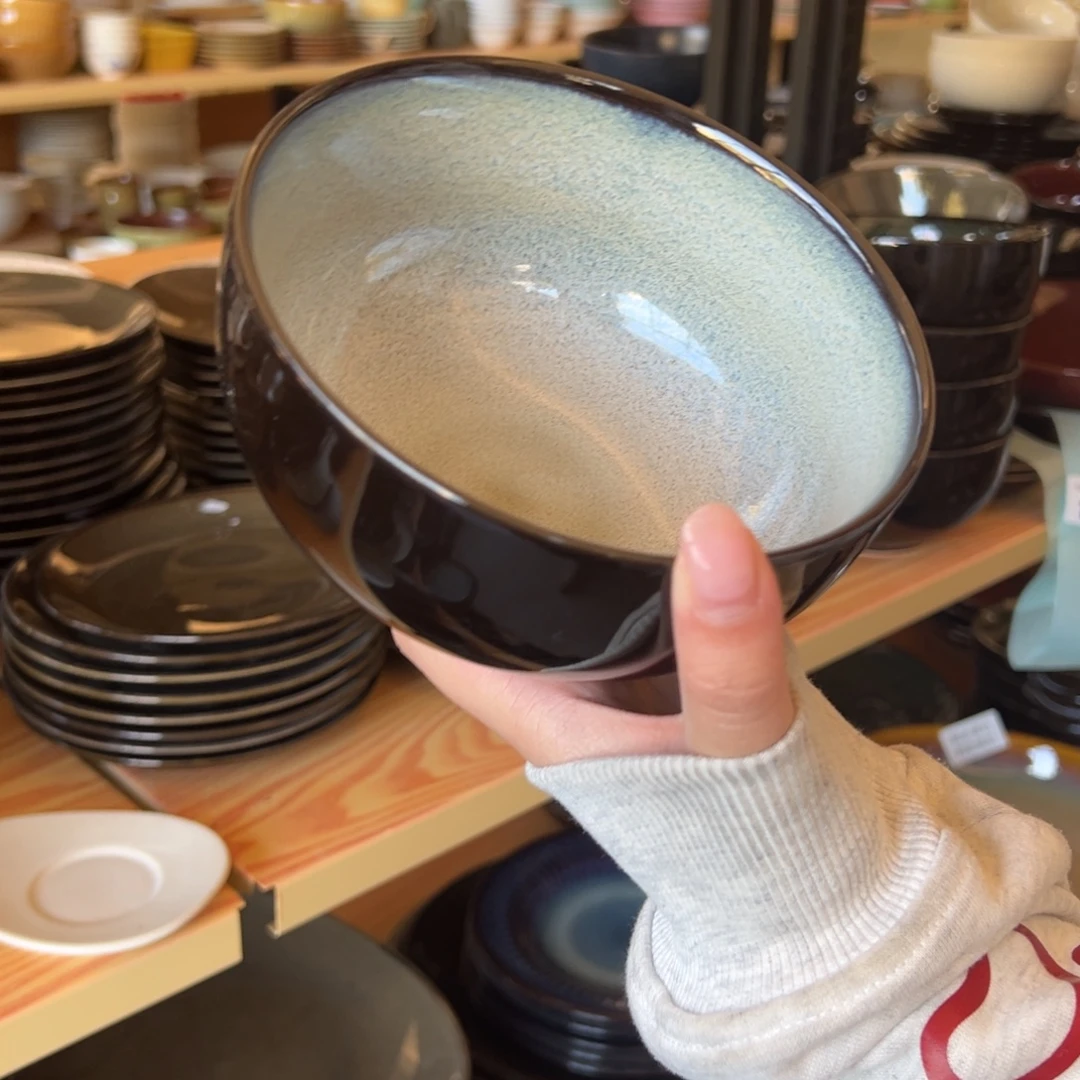 新骨瓷70瑕疵慎拍麟彩浅蓝 5.75寸大号米饭碗