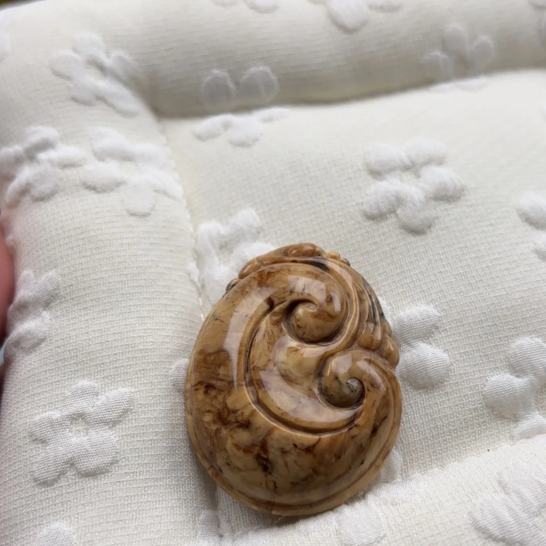 琥珀未镶嵌手链白根珀妖花如意扣