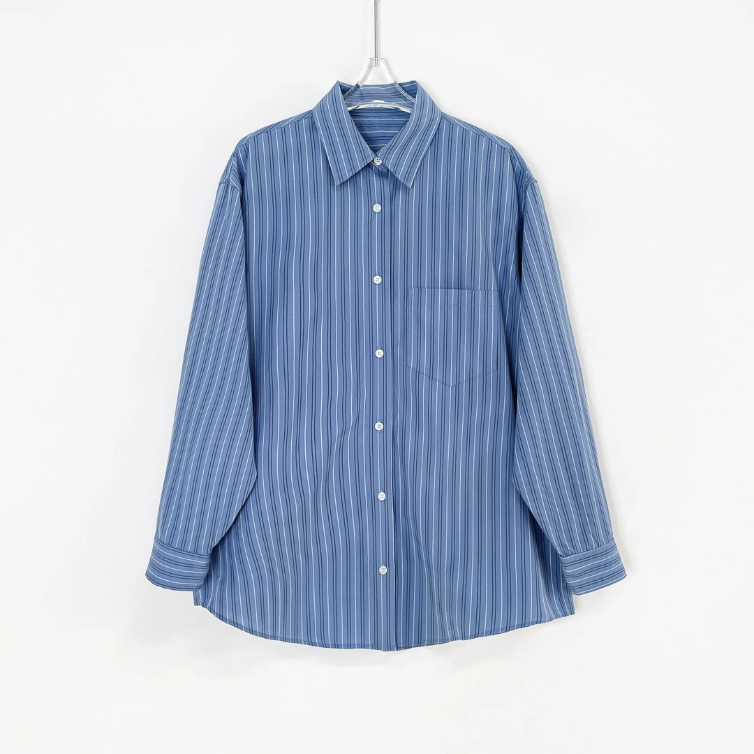 “双面开扣衬衫” 小众休闲翻领条纹衬衣 XIAOP-CS1709