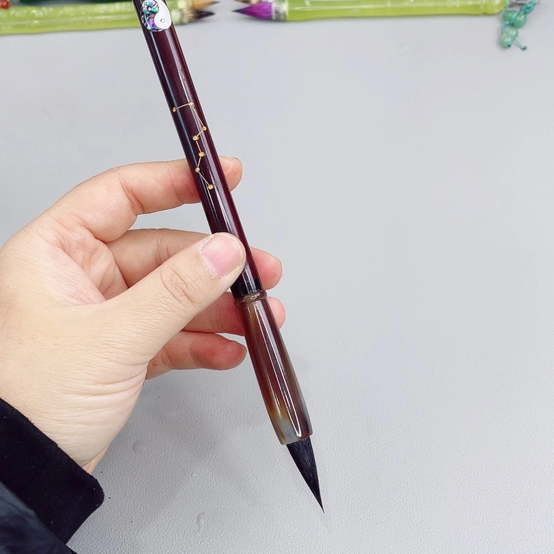 非遗螺钿高端毛笔1支，七星红杆小