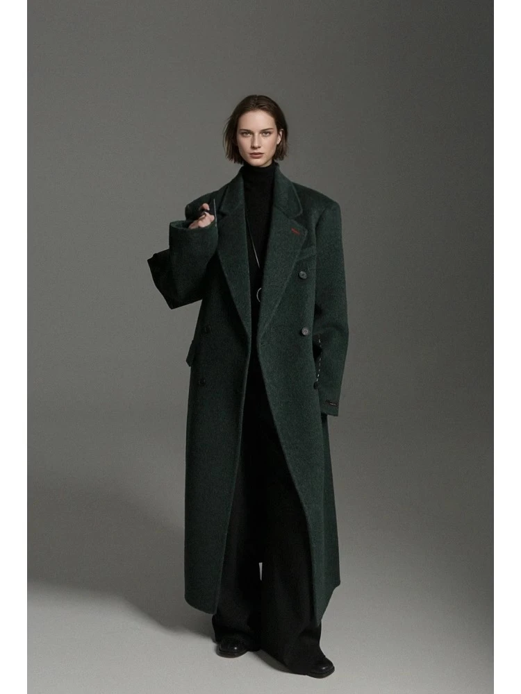 ZON-轻韩极简风明线设计大衣直角肩双面大衣冬季PI24A0198