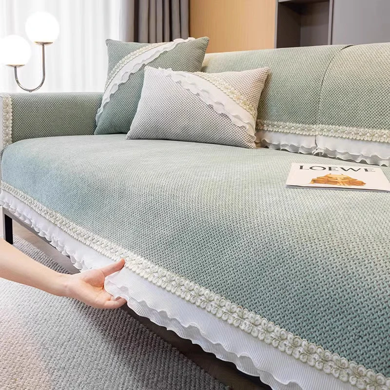 轻奢高级感雪尼尔沙发垫四季通用防滑坐垫子沙发套罩盖布靠背巾