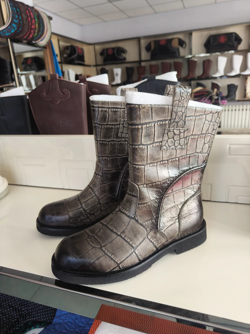 012-16春季新品牛皮男士单马靴休闲时尚真皮中筒圆头