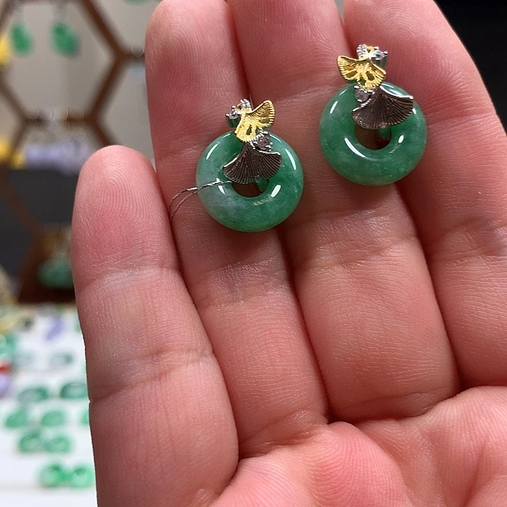 翡翠银S925镶嵌耳饰清货福利