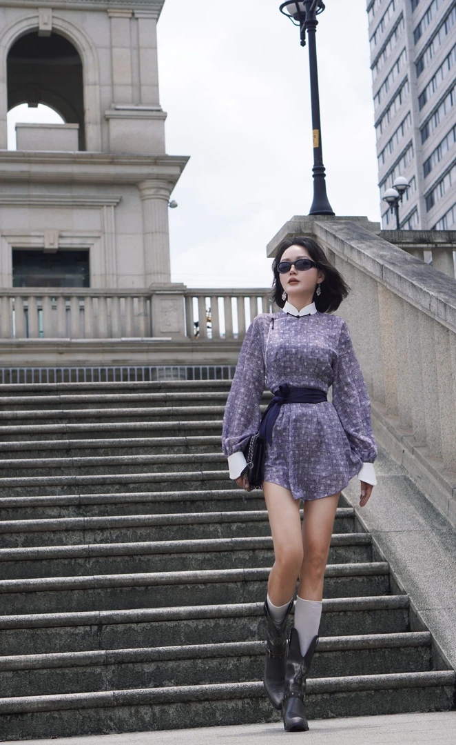 【图雅】蒙式 小清新 小碎花印花 收腰小衬衫MA25250