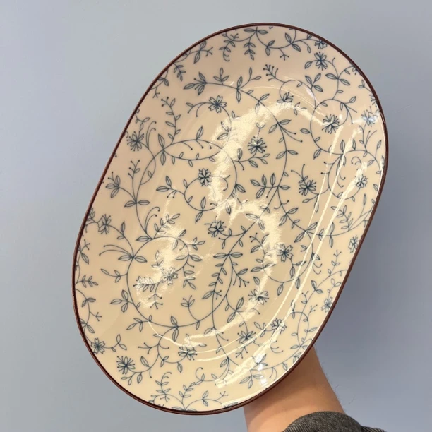 景德镇高端小碎花 大号长型鱼盘 2个装