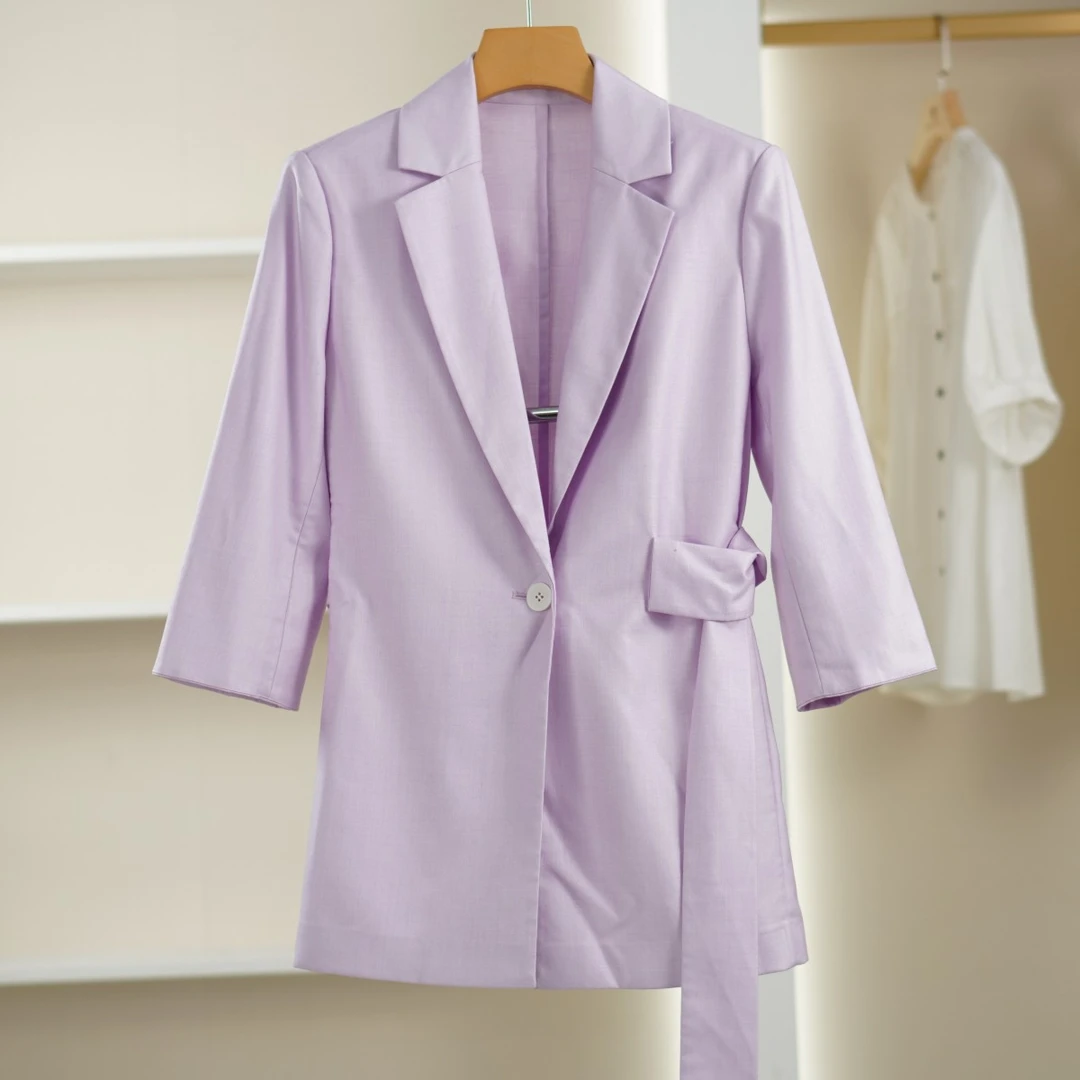 麦迪尚品【H】K448女装春夏款时尚绑带西装外套专柜撤柜正品