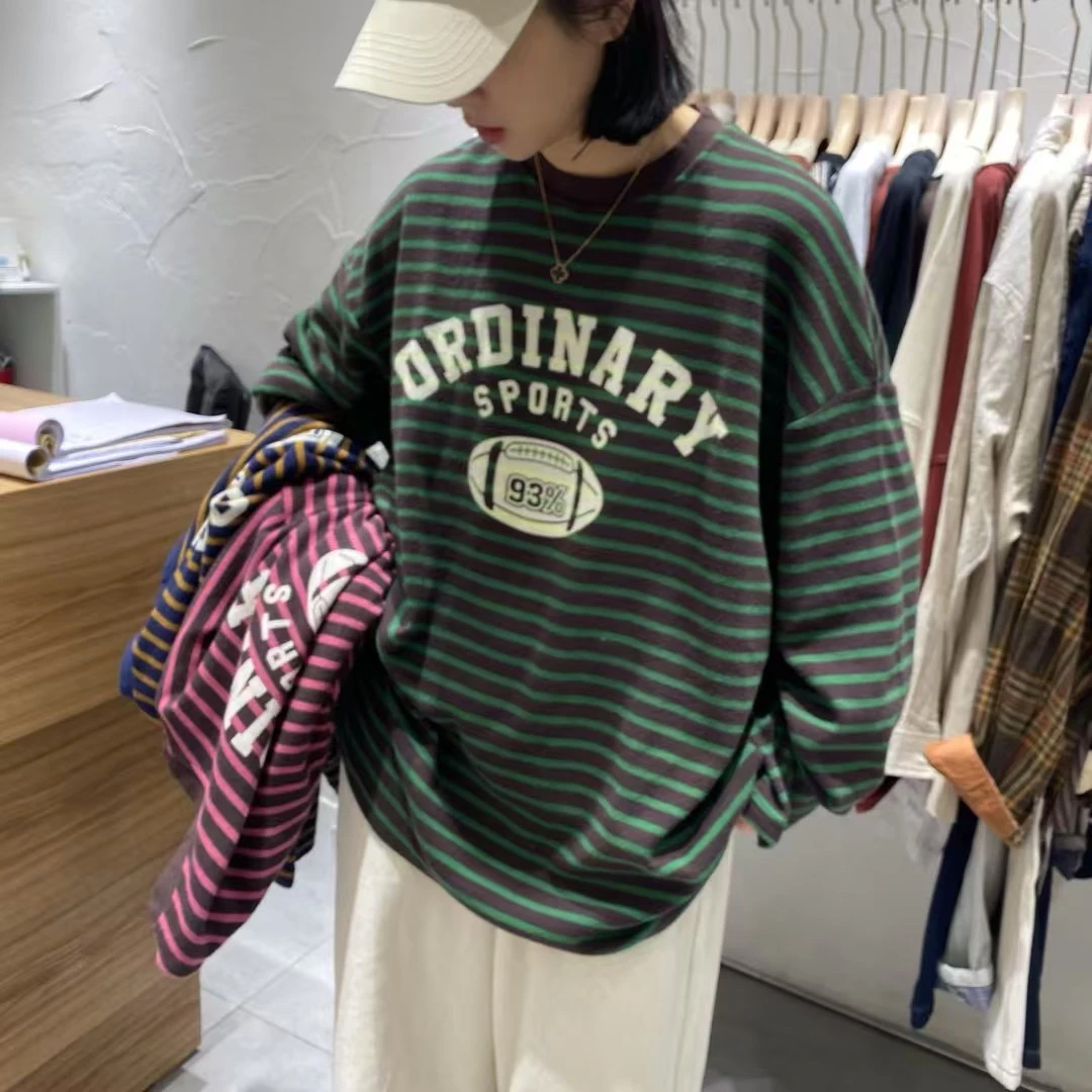 TY JR25年春宽松休闲大版弹力条纹T恤