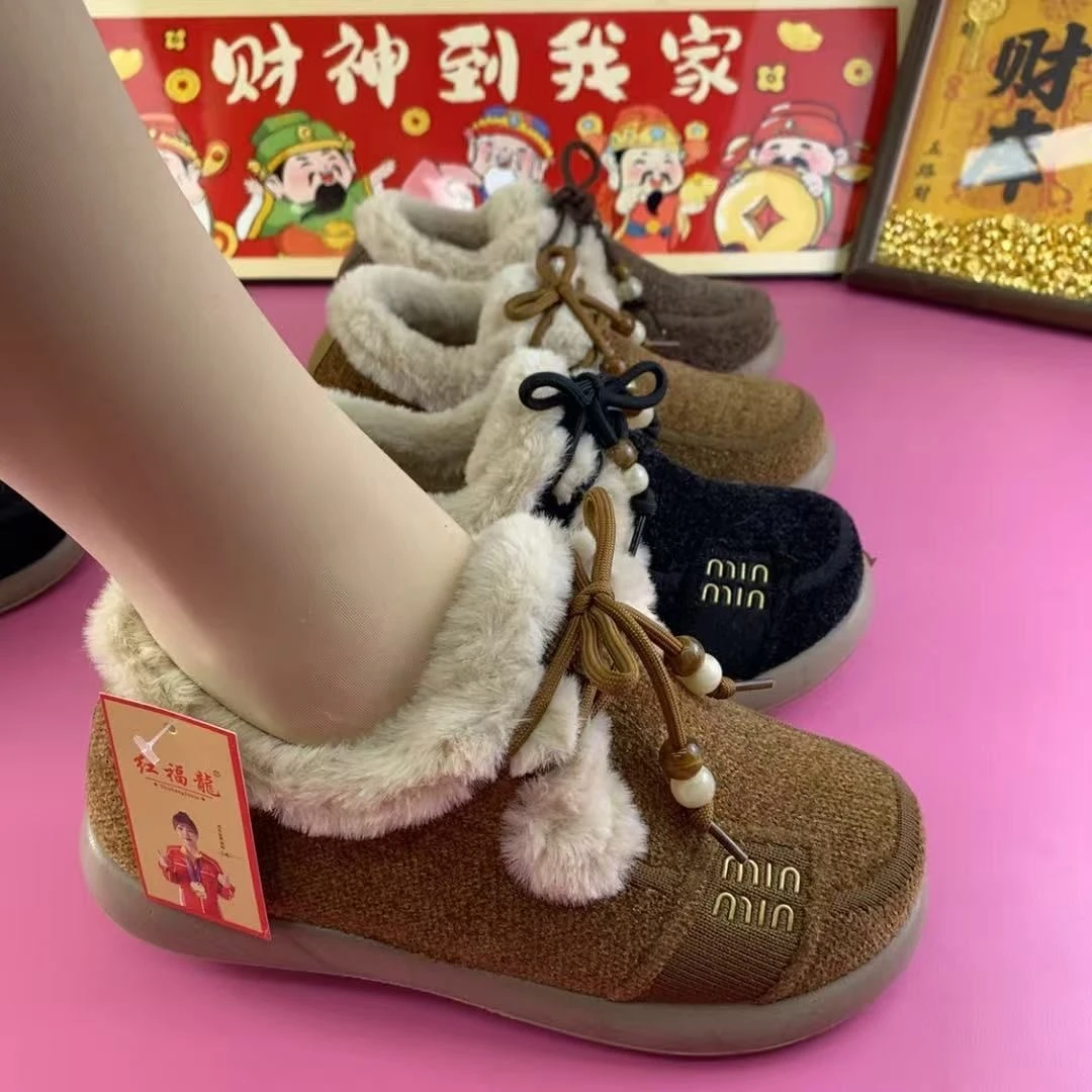 棉靴/毛靴毛口鞋棉鞋冬季纯色休闲风