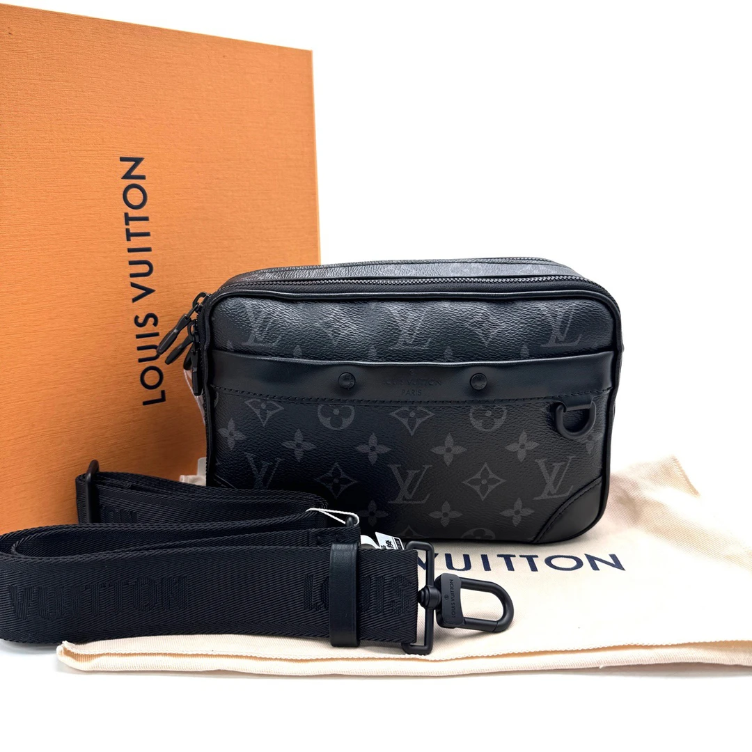 99新 LouisVuitton/路易威登 新款黑老花alpha邮差包 尺寸24/16