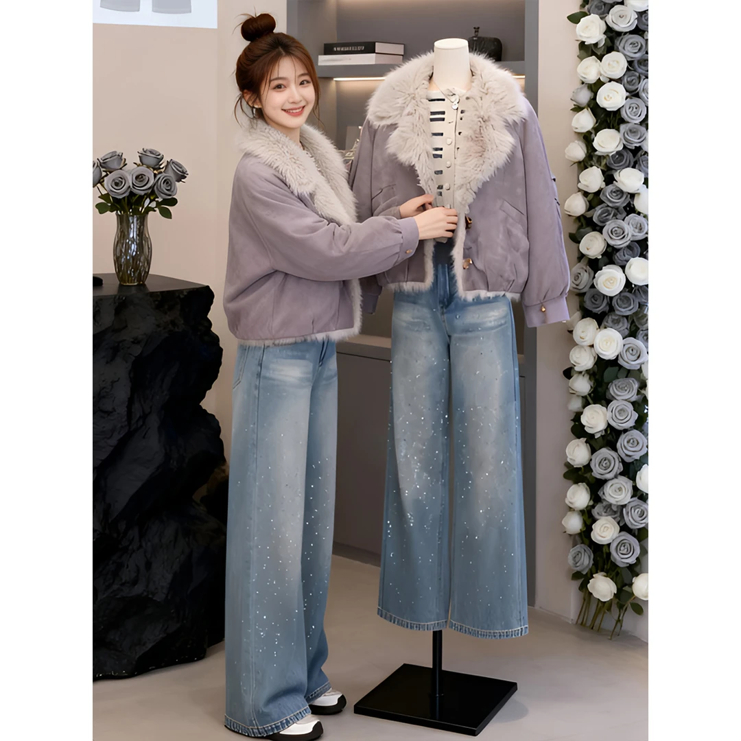 慵懒风加绒加厚保暖短外套2025秋冬款高级感松弛版型日常温柔穿搭