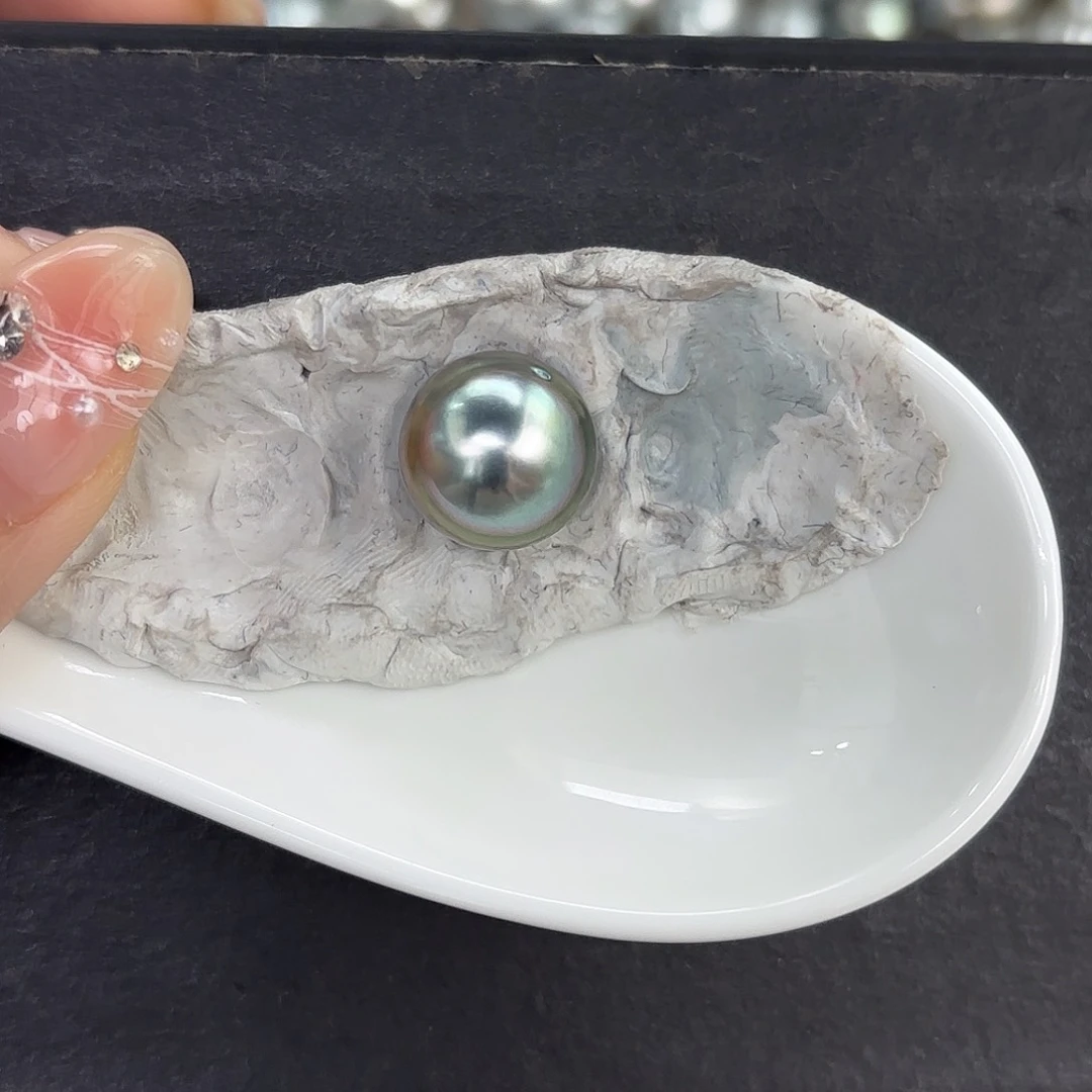 定制海水珍珠裸珠未镶嵌12-13铂金灰裸珠一颗
