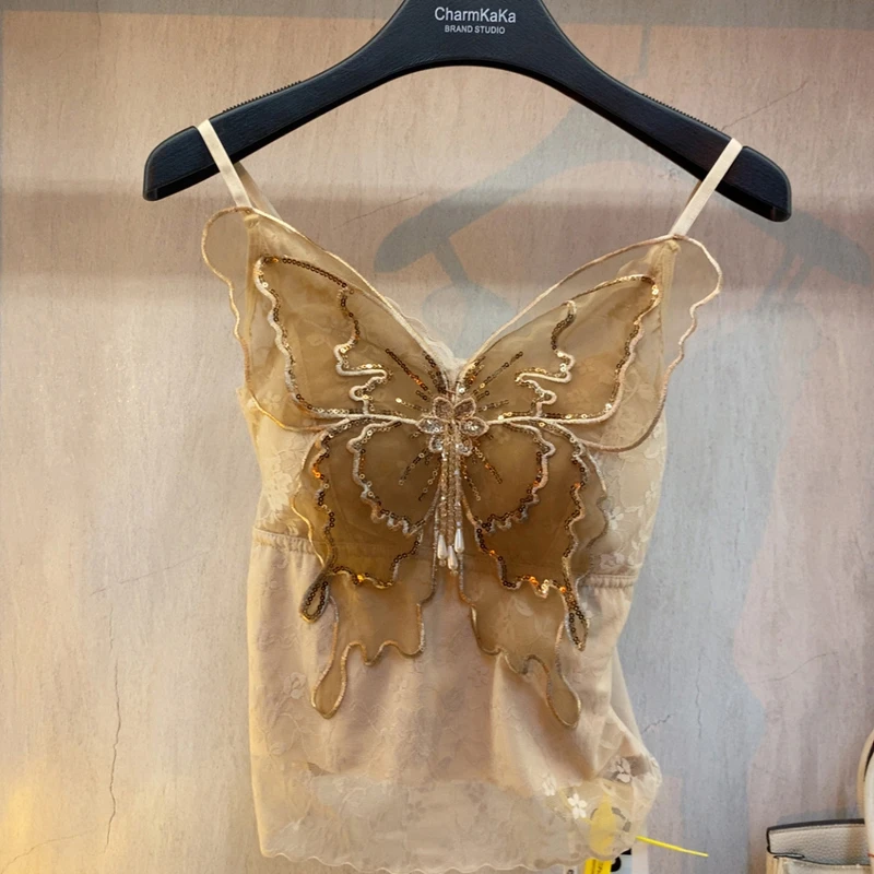 【浪漫马黛】62453水钻流苏大蝴蝶蕾丝钩花美背