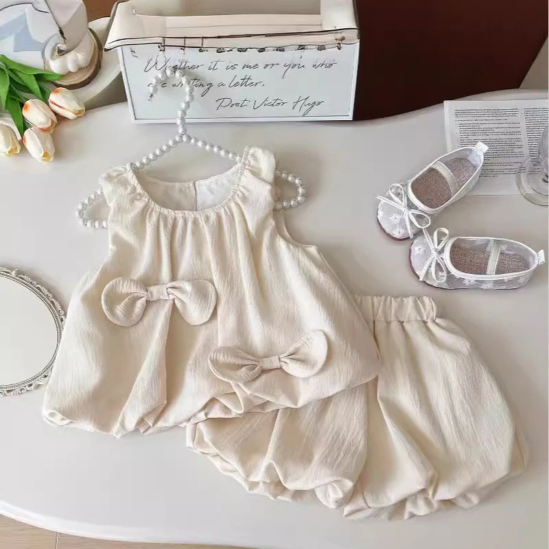 女童韩版背心裙夏季2025新款儿童花苞连衣裙小女孩无袖两件套装