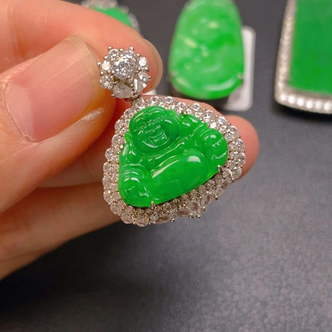 翡翠银S925镶嵌吊坠(不含链)