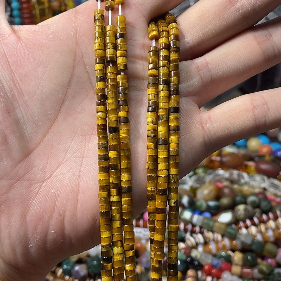 石英质玉未镶嵌，A品黄虎眼直切隔片4mm，