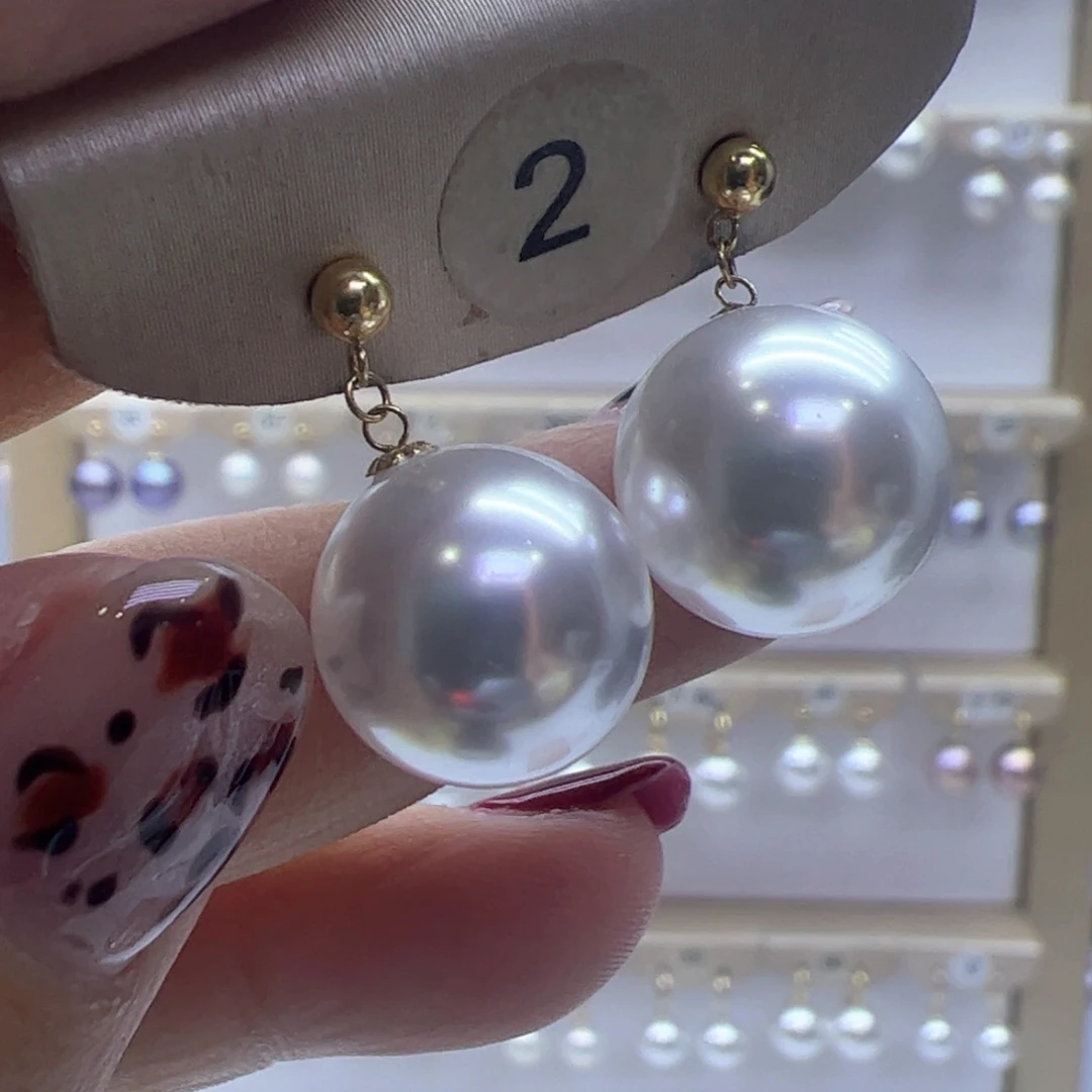 淡水珍珠耳饰18K金镶嵌