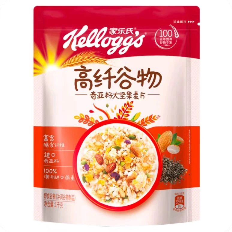 【保质期至2025-08-07】家乐氏高纤谷物奇亚籽大坚果麦片1kg*1袋