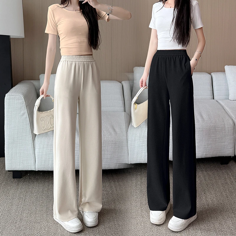小个子窄版直筒裤夏季新款垂感显瘦休闲裤冰丝凉凉裤轻薄防晒裤子
