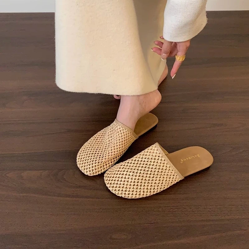 一脚蹬包头凉拖鞋沙滩鞋女鞋外穿夏季百搭单鞋设计感凉鞋罗马鞋