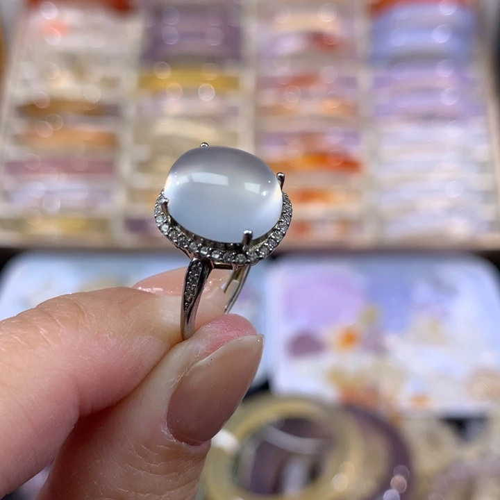 玛瑙/玉髓银S925镶嵌戒指