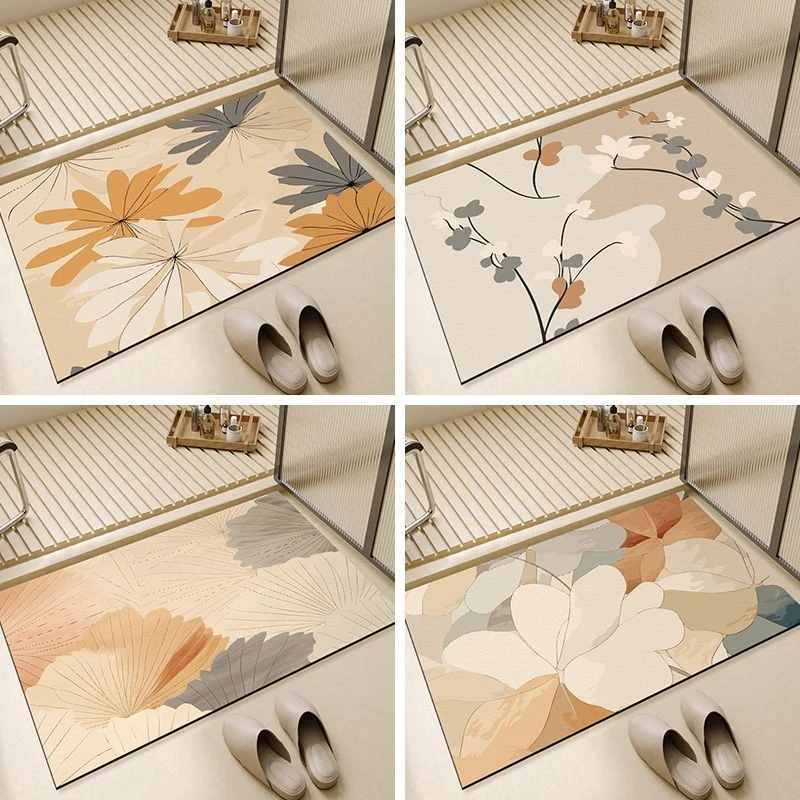 新中式浴室地垫硅藻泥吸水垫卫生间厕所门口防滑速干脚垫入户地毯