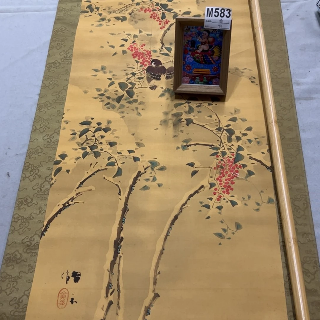 国画清**书手绘临摹花鸟挂轴