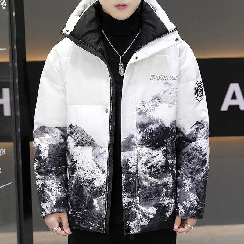 免烫短款外套青少年年轻人短款男士潮流保暖外套男士羽绒服短款