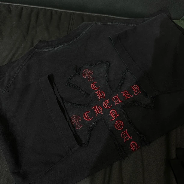 号【梵文字母刺绣】潮流十字情侣同款T恤纯棉休闲百搭短袖【5142】