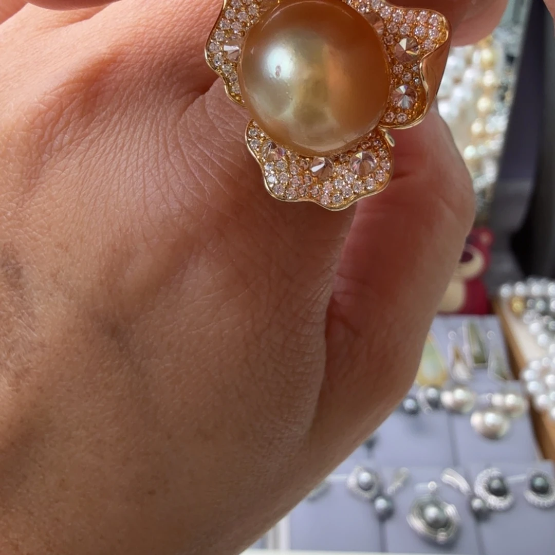 海水珍珠戒指银S925镶嵌