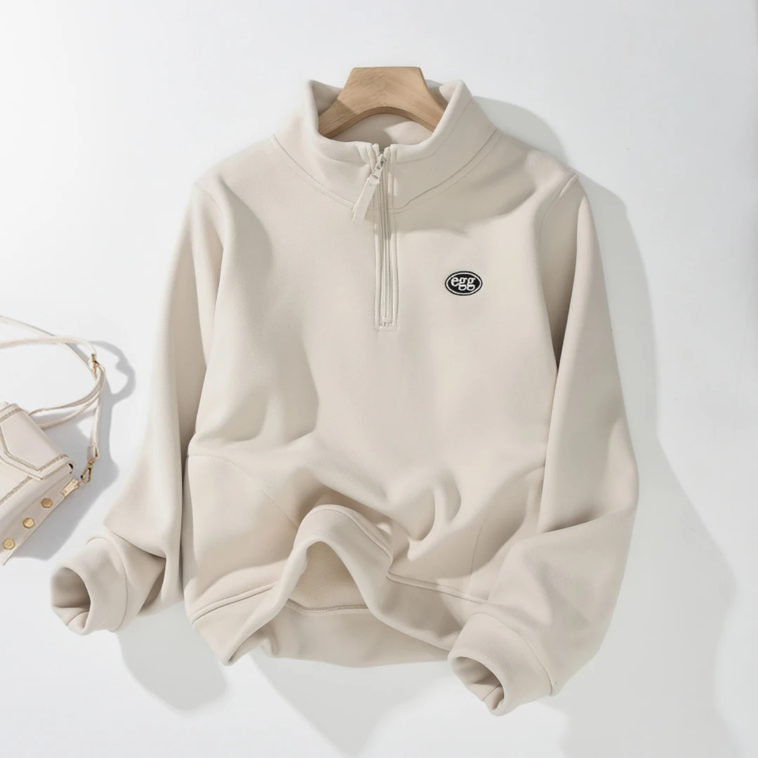 W'QI QI'2024冬季新款半高领立领加绒加厚百搭卫衣-A